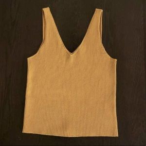 Yellow ribbed tank top size small